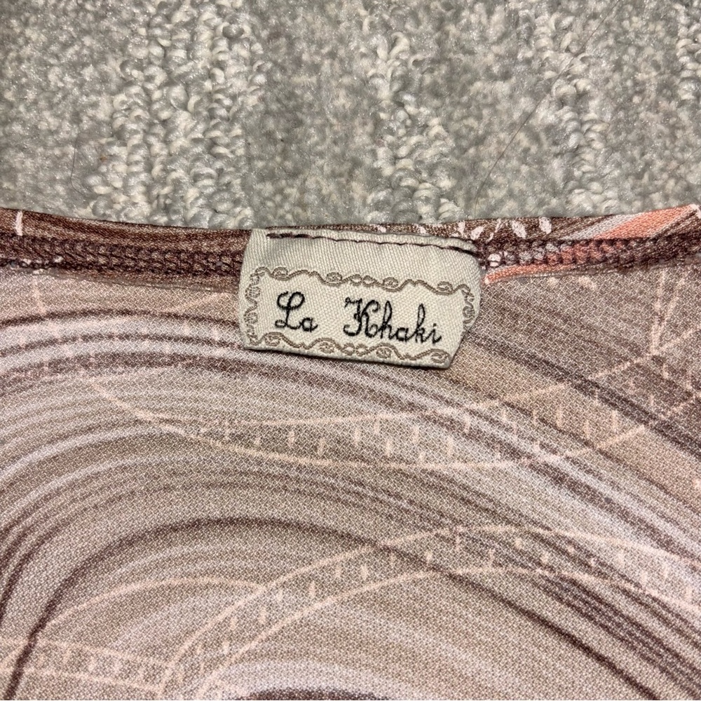 La Khaki Y2K Long Sleeve Sweetheart Neck Asymmetrical Blouse Fairy Women’s Sz 3X - Picture 6 of 7